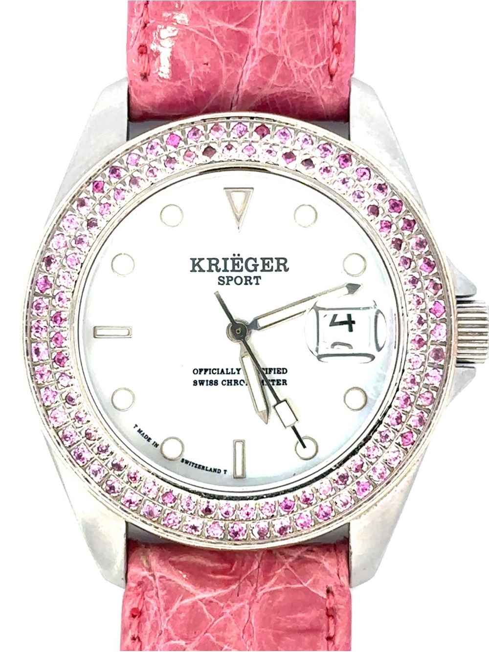 Women's Pink Crystal Bezel Watch